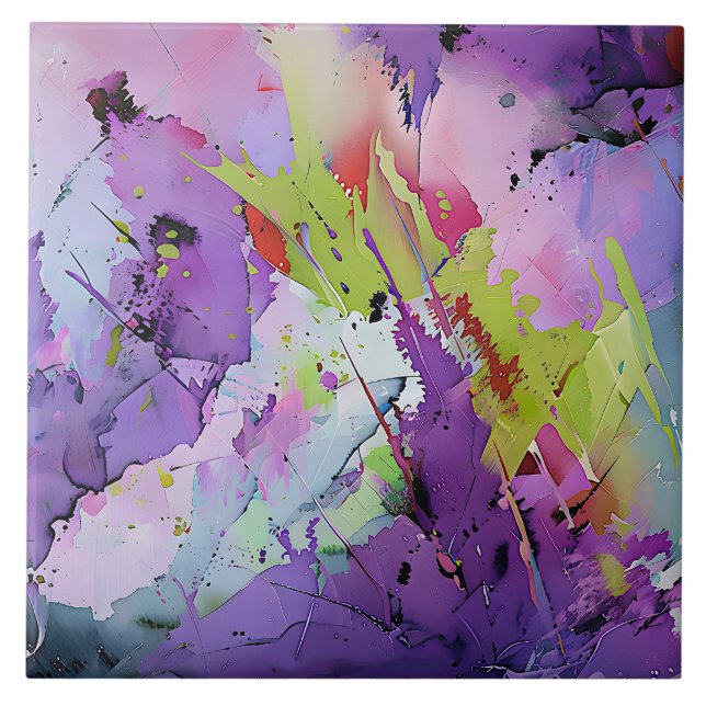 "Fusion of Hues" Contemporary Abstract Art     Tile (Front)