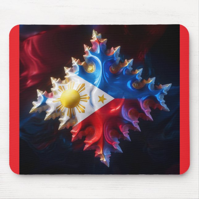 Fusion Of Philippine Flag And Mandelbrot Fractal Mouse Mat (Front)