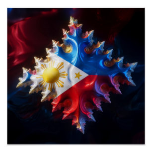 Fusion Of Philippine Flag And Mandelbrot Fractal Poster