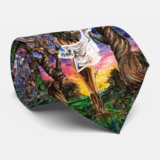 Fusion - Watercolor Painting Art Tie (Rolled)