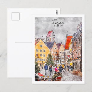 Fussen Germany Travel Place Watercolor Postcard