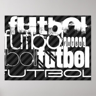 Futbol; Black & Dark Grey Stripes Poster