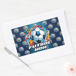 Futbol Mum Soccer Ball Pattern Rectangular Sticker