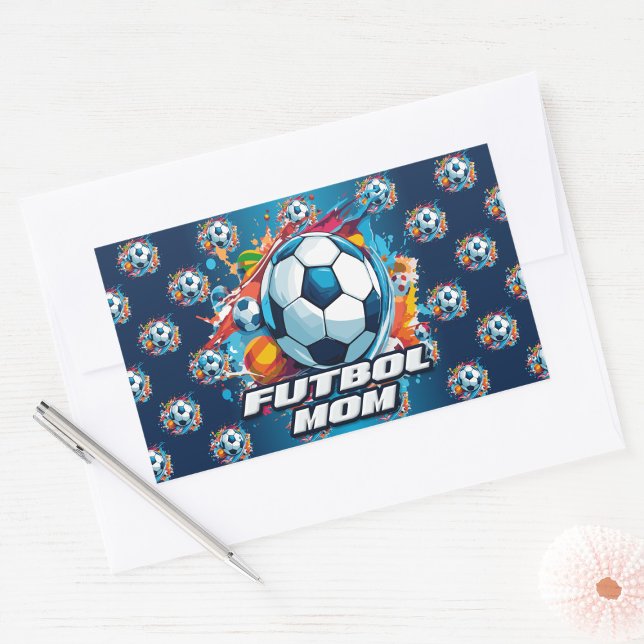 Futbol Mum Soccer Ball Pattern Rectangular Sticker (Creator Uploaded)