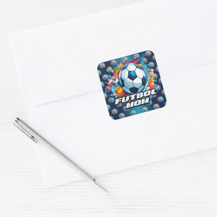 Futbol Mum Soccer Ball Pattern Square Sticker
