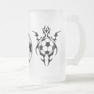 futbol. tribal. frosted glass beer mug