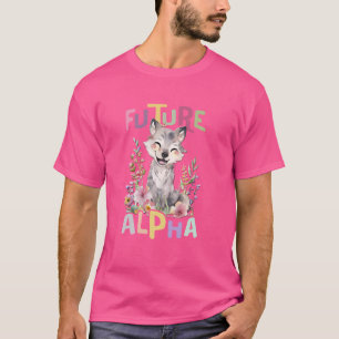 future alpha wolf with flowers cute wolves animal T-Shirt