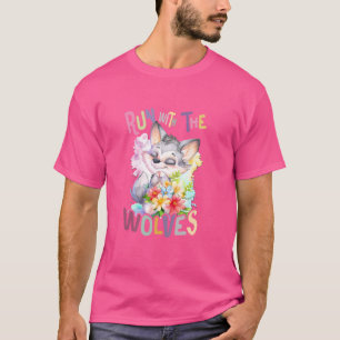 future alpha wolf with flowers cute wolves animal T-Shirt