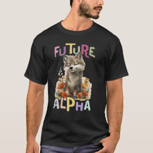 future alpha wolf with flowers cute wolves animal T-Shirt
