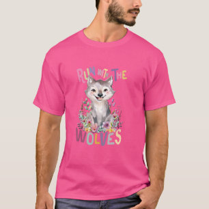 future alpha wolf with flowers cute wolves animal T-Shirt