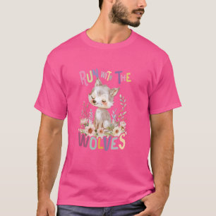 future alpha wolf with flowers cute wolves animal T-Shirt