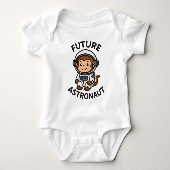 Future Astronaut - Cute Space Monkey Baby Bodysuit (Front)
