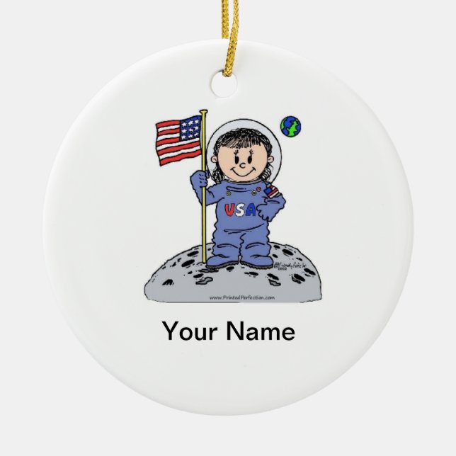 Future Astronaut - Female Ceramic Tree Decoration (Front)