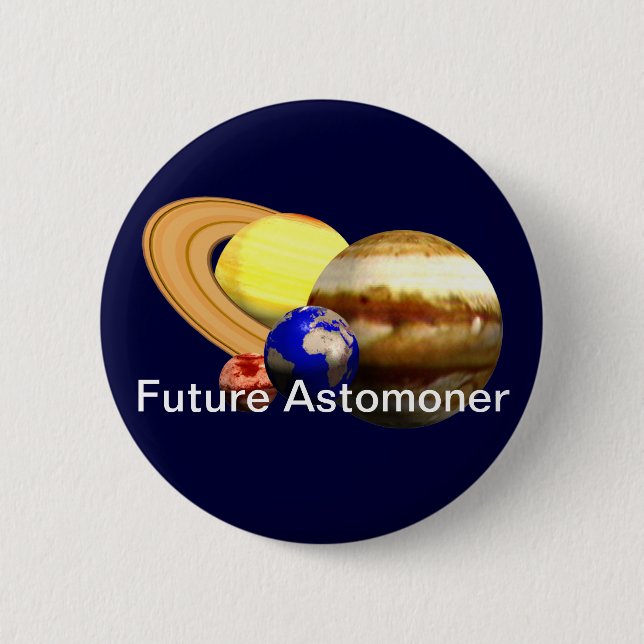 Future Astronomer with Solar System 6 Cm Round Badge (Front)