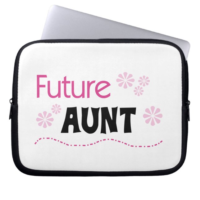 Future Aunt Black and Pink T-shirts and Gifts Laptop Sleeve (Front)