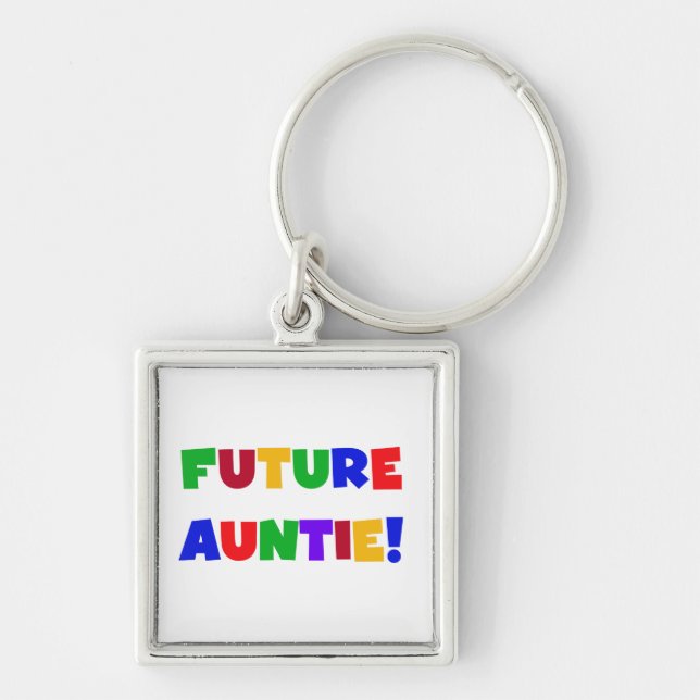Future Auntie Primary Colours T-shirts and Gifts Key Ring (Front)