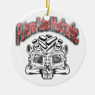 Future Auto Mechanic Skull Design Ceramic Tree Decoration