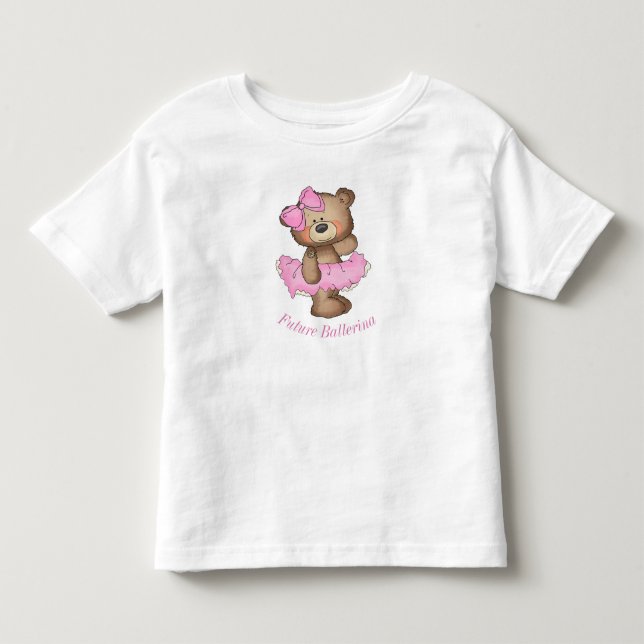 Future Ballerina Bear Toddler Ruffle Tee (Front)