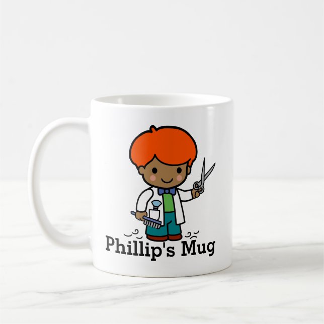 Future Barber / Hairdresser Boy in with Scissors Coffee Mug (Left)