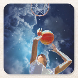 Future Basketball All-Star Square Paper Coaster