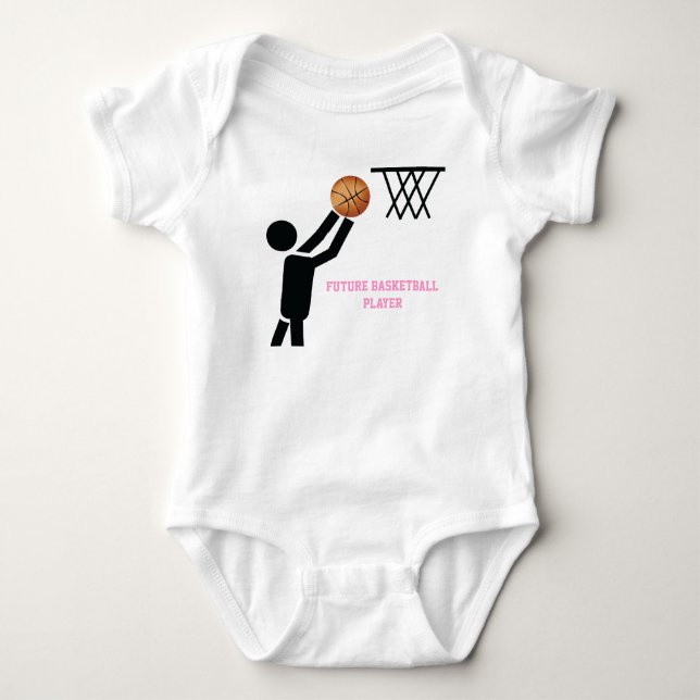Future basketball player with ball custom baby bodysuit (Front)