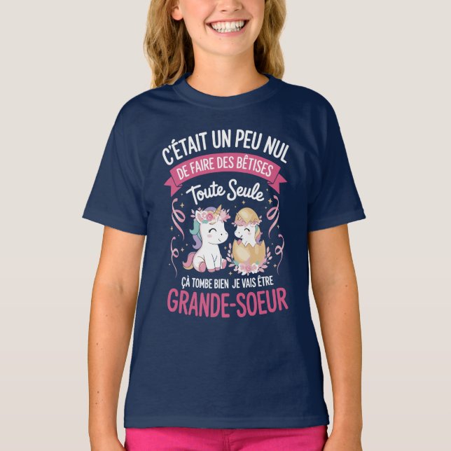 Future Big Sister Mischief Gift Idea Announcement T-Shirt (Front)