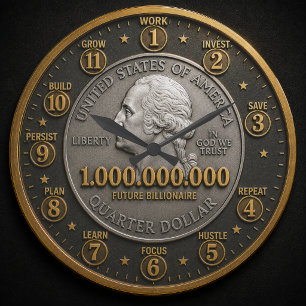 Future Billionaire Mindset Millionaire Large Clock