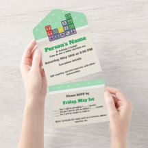 Future Biologist's Blocks All-in-One Invitation