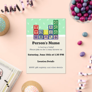 Future Biologist's Blocks Baby Shower Acrylic Invitations