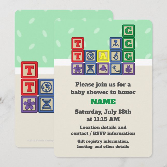 Future Biologist's Blocks Baby Shower Invitation (Front/Back)