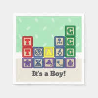 Future Biologist's Blocks Baby Shower Napkins