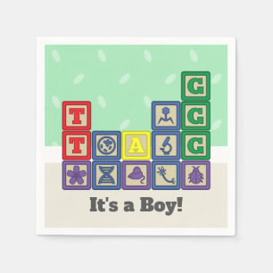 Future Biologist's Blocks Baby Shower Napkins