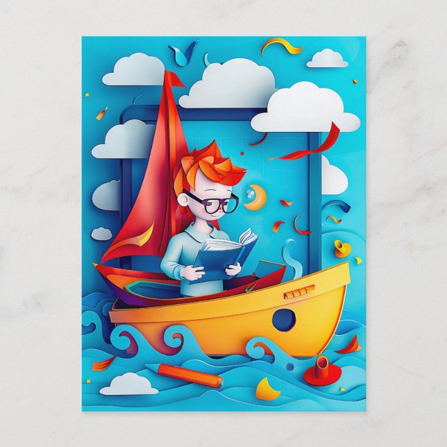 Future Boat Builder Dream for Kids Holiday Postcard (Front)
