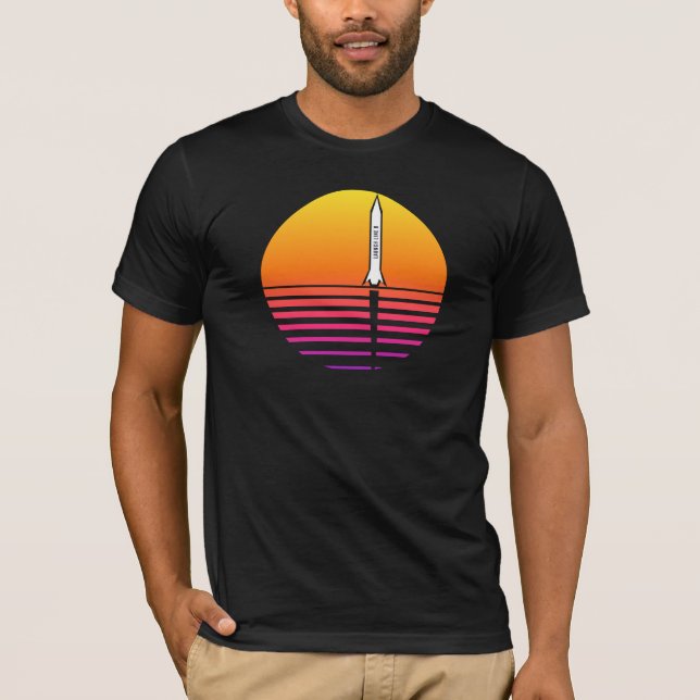 Future Bound Retro Sunset Rocket Synthwave T-Shirt (Front)