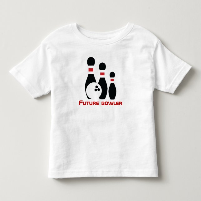 Future bowler, bowling ball and pins toddler T-Shirt (Front)
