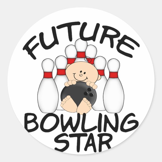 Future Bowling Star Classic Round Sticker (Front)