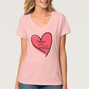 Future Bride Custom Pink Heart T-Shirt