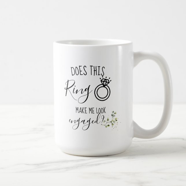 Future Bride Engagement Ring Greenery Leaves Coffee Mug (Right)