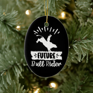Future Bull Rider Bull Riding Rodeo Gifts Ideas Ceramic Tree Decoration