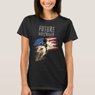Future Bull Rider  Patriotic American Flag For Cow T-Shirt