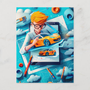 Future Car Designer Dream for Kids Holiday Postcard