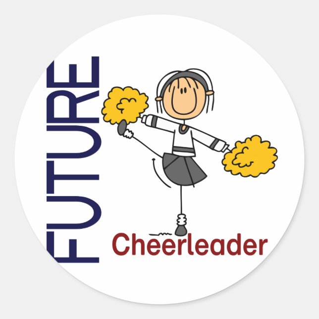 Future Cheerleader Stick Figure Classic Round Sticker (Front)