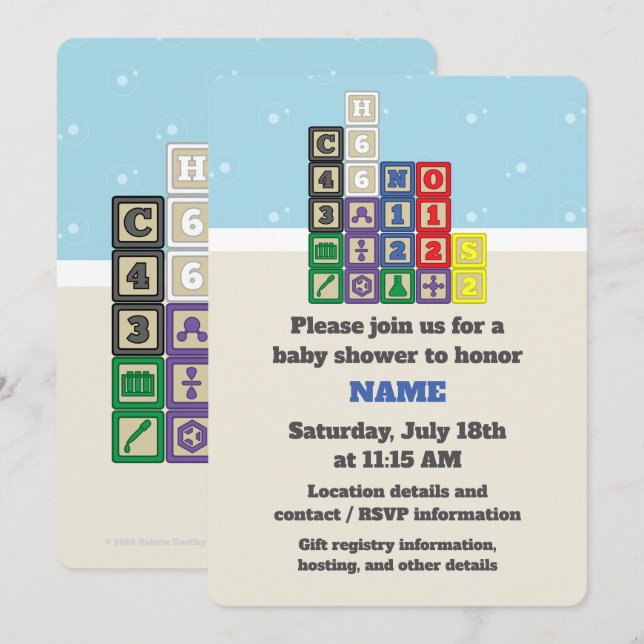 Future Chemist's Blocks Baby Shower Invitation (Front/Back)