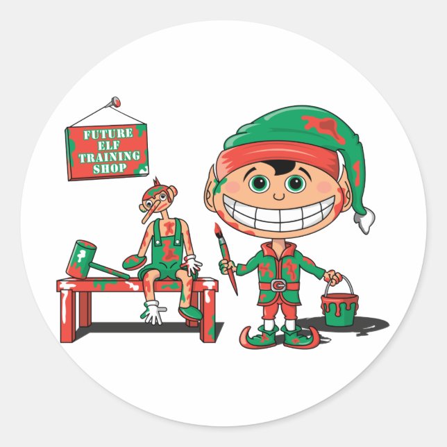 Future Christma Elf In Training Classic Round Sticker (Front)