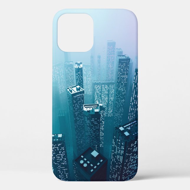 Future city downtown with skyscrapers in neon cybe Case-Mate iPhone case (Back)