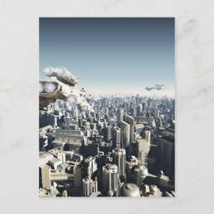 Future City Under Attack Postcard