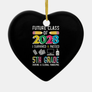 Future Class of 2028 Survived & Passed 5th Grade Ceramic Tree Decoration