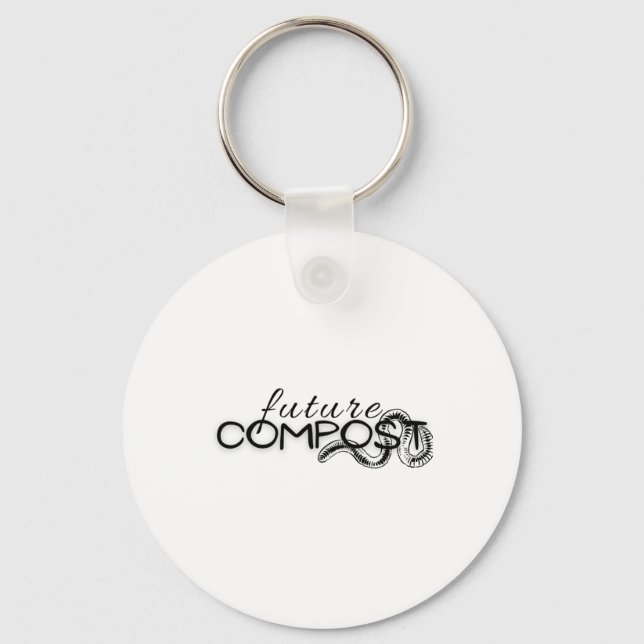 Future Compost With Worm (dark) Sticker  Key Ring (Front)