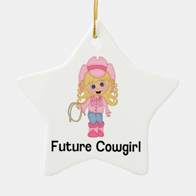 Future Cowgirl Ceramic Tree Decoration (Front)