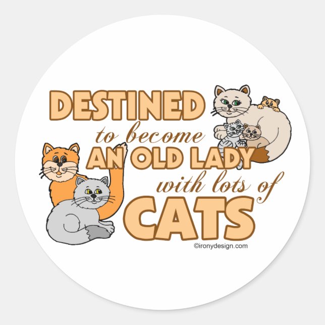 Future Crazy Cat Lady Funny Saying Design Classic Round Sticker (Front)